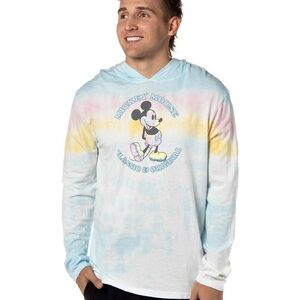 Disney Men's Mickey Mouse Classic Original Tie-Dye Long Sleeve Hooded Shirt